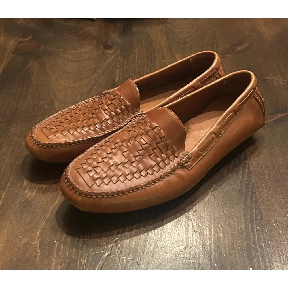 Polo Ralph Lauren Driving Loafers Mens 10D Woven Leather Preppy Nautical Casual
